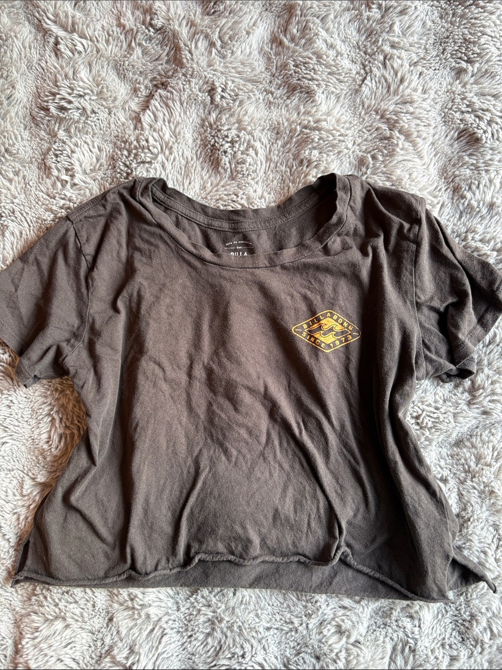 Women's Charcoal Graphic Crop Tee - Unbranded